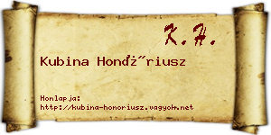 Kubina Honóriusz névjegykártya